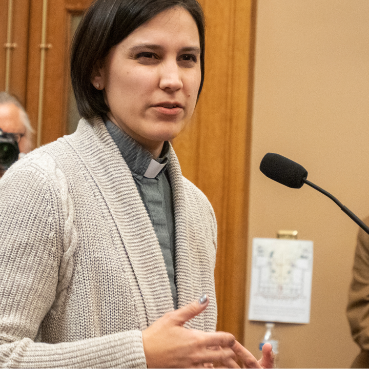 Caroline Dean spoke against a proposed women’s bill of rights during a Feb. 15, 2023 hearing, saying the legislation doesn’t actually benefit women. (Sherman Smith/Kansas Reflector)