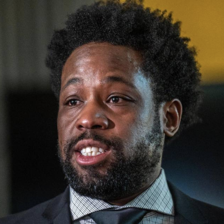Spencer Webster, attorney for Metro Organization for Racial and Economic Equity (MORE2), speaks during a press conference at Grandview Park Presbyterian Church on Tuesday, Nov. 14, 2023, in Kansas City, Kansas. MORE2 called on the U.S. Department of Justi