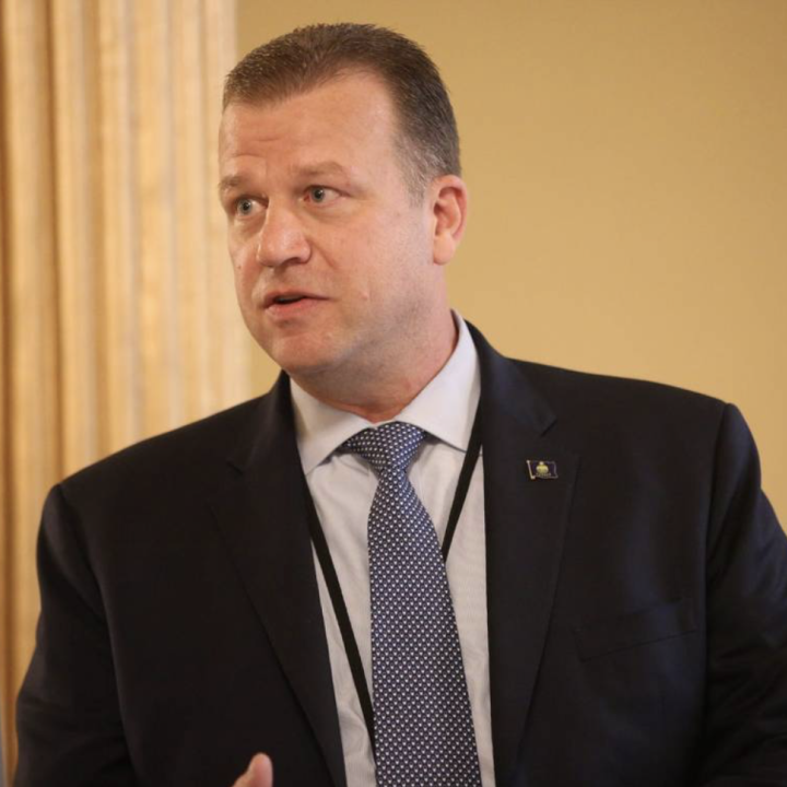 Acting Kansas Highway Patrol Superintendent Erik Smith converses after his confirmation hearing before the Senate Confirmation Oversight Committee Wednesday. Andrew Bahl/The Topeka Capital-Journal Andrew Bahl/The Topeka Capital-Journal / USA TODAY NETWORK