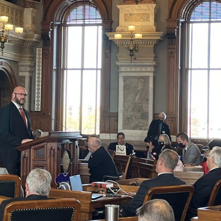 Kansas Rep. Stephen Owens, a Hesston Republican, speaking on the House floor. KATIE BERNARD The Kansas City Star