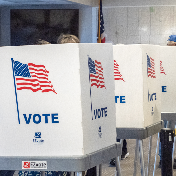 Kansas voters cast their early ballots Oct. 25, 2022, at the Shawnee County Election Office in Topeka. (Sherman Smith/Kansas Reflector)