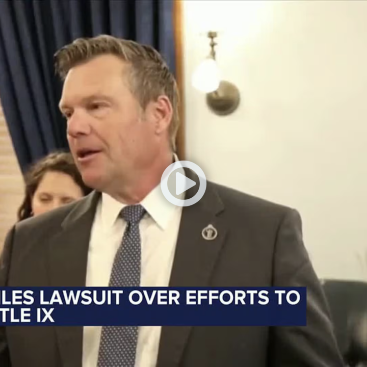 Thumbnail of news video showing Kris Kobach