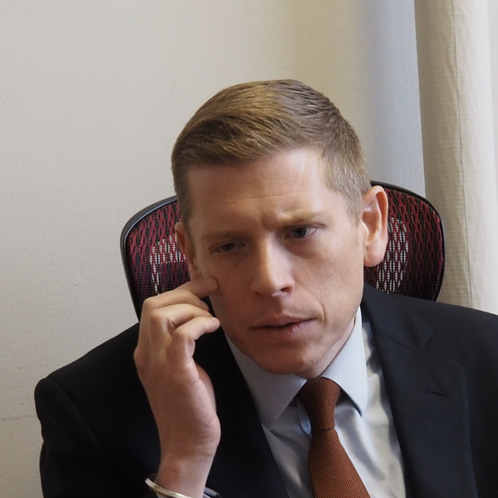 Micah Kubic, executive director of the ACLU of Kansas, talks democratic needs. (Rachel Mipro/Kansas Reflector)