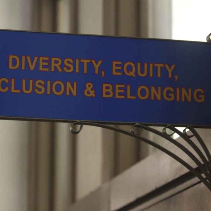sign that says diversity equity inclusion and belonging