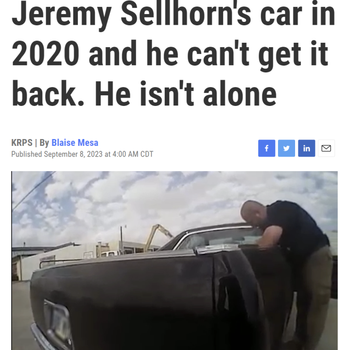 Kansas police took Jeremy Sellhorn's car in 2020 civil asset forfeiture