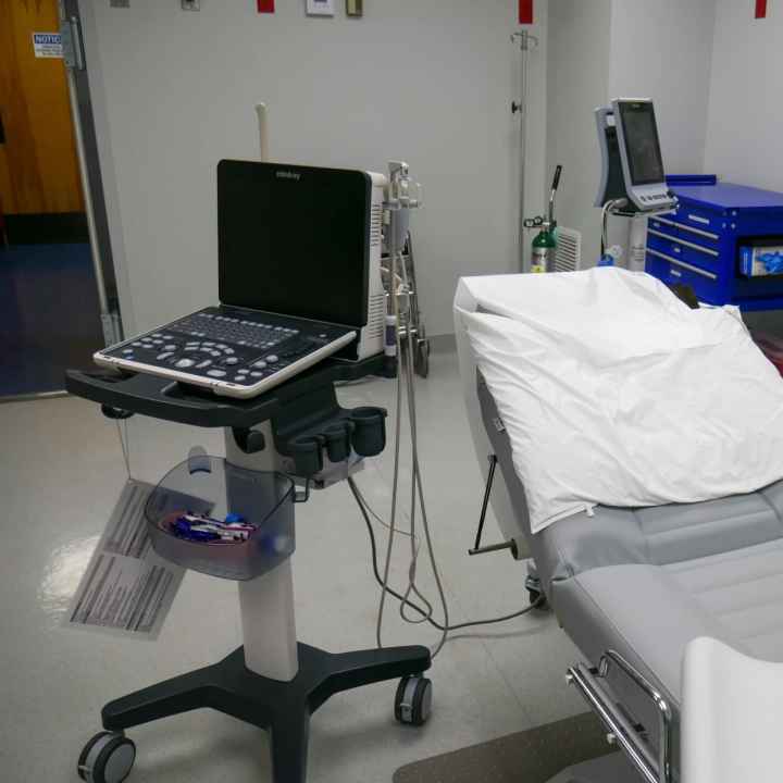 medical room with examination table
