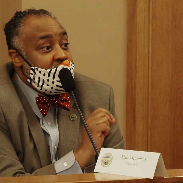 Mark McCormick, ACLU, speaks at Kansas legislative redistricting hearing